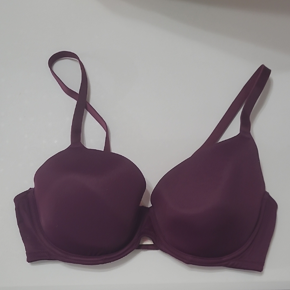 Victoria's Secret PINK Lightly Lined Underwire Burgundy Deep Purple Bra size 36D